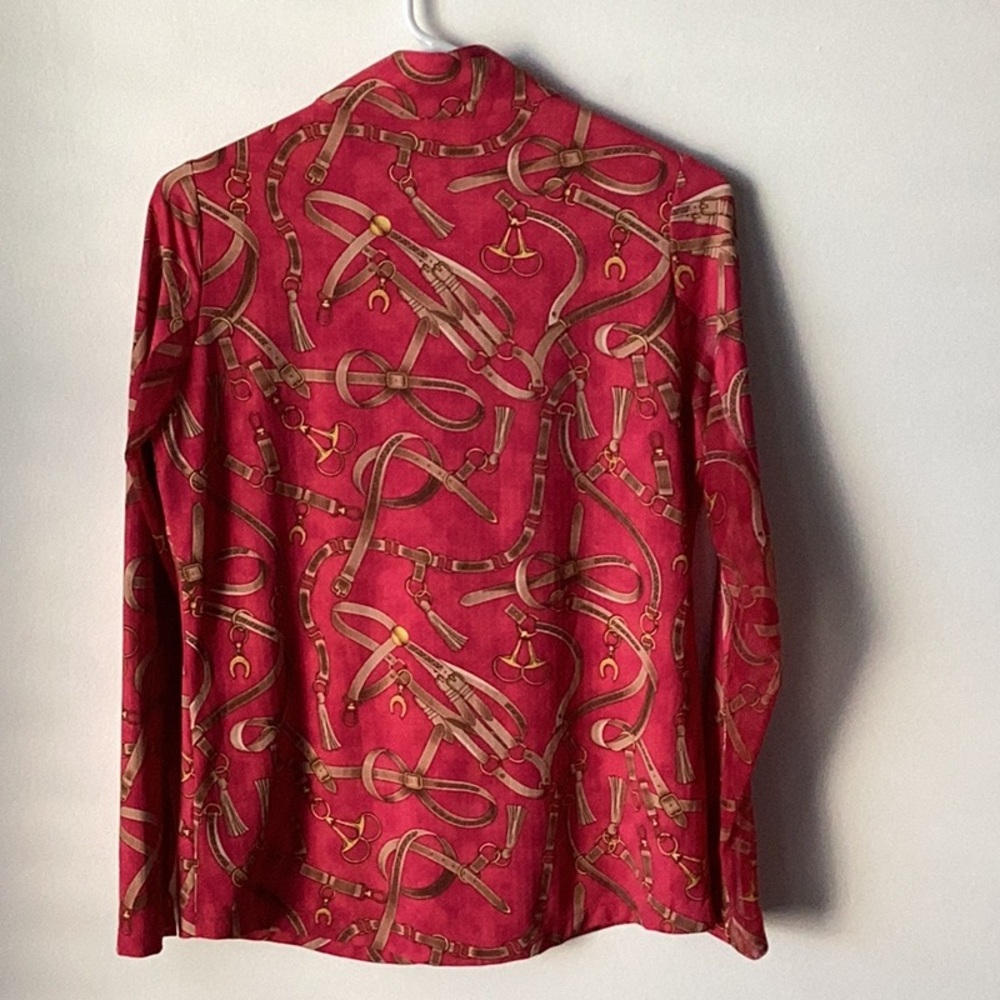 IBKUL Long Sleeve Zip Mock Alexandra Ruby Red Small - Picture 4 of 7